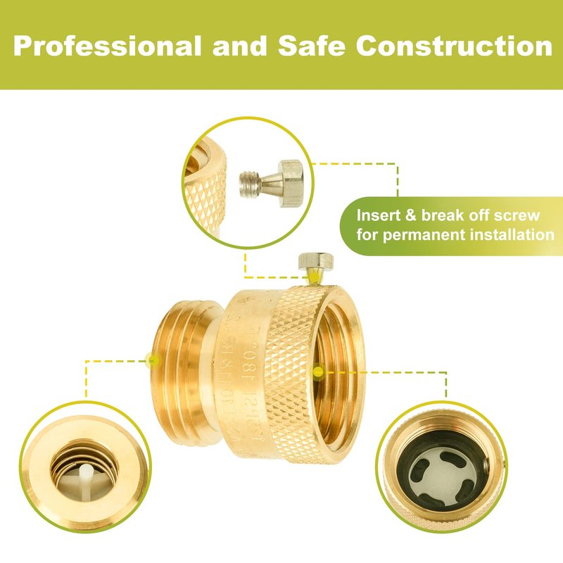 SUNGATOR Anti Siphon Valve, Hose Bib Vacuum Breakers Set, 3/4 Inch Backflow Preventer for Garden Spigot, RV, Solid Brass Anti-Backflow Valve with Sealing Tape (4-Pack)