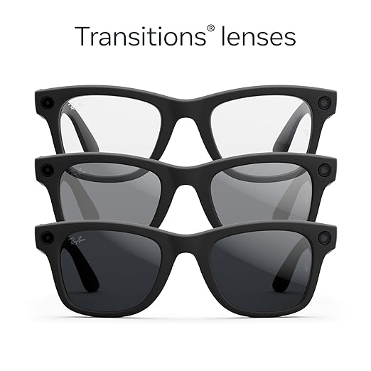 Ray-Ban Meta (Gen 2), Wayfarer Large, Matte Black | Smart AI Glasses for Men, Women — 2x Battery Life — 3K HD Resolution — 12 MP Ultra-Wide Camera, Audio, Video — Transitions® Grey Lenses