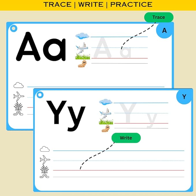 STEPUP Dry Erase Alphabet Flash Cards - Dry Erase Letter Tracing Cards for Kids Ages 3-7 Lower case Letter for Kindergarten Preschool and Toddlers Writing Practice