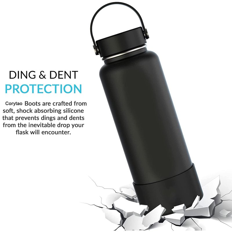 Boot for Hydro Flask 32 oz 40 oz, Thermoflask, Iron Flask, and the 32-40 oz water bottles (bottom width 3.5"-3.6"), Black