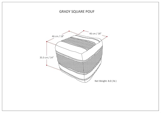 SIMPLIHOME Grady Square Pouf - 18 inch Wide Wool and Cotton Handloom Woven Ottoman in Earth Tone Brown, Contemporary Footstool or Extra Seating for Living Room with Polystyrene Bead Filling, Assembled