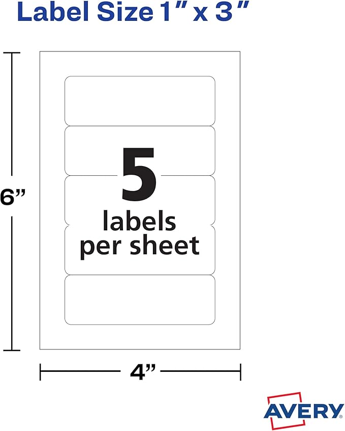 Avery Multi-Use Removable Labels, 1" x 3", Print or Write ID Labels, White, 750 Total (3-Pack of 35436)