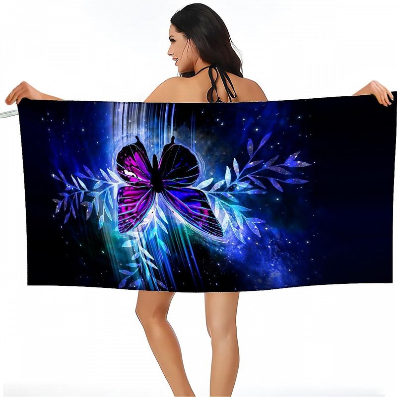 Amasnay Galaxy Butterfly Microfiber Beach Towel Sand Free Towels Thin Quick Dry Super Absorbent Oversized Large Lightweight Towels for Travel Sports Pool Swimming Bath Camping Yoga Women Girls Adults