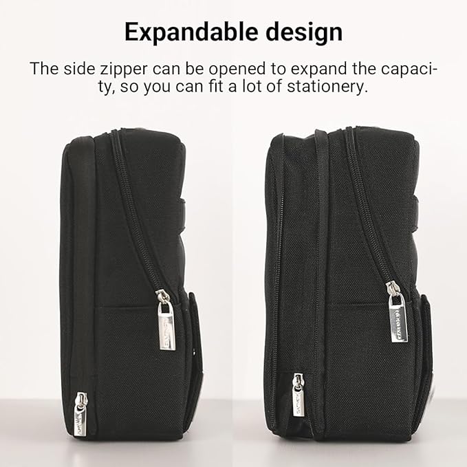KOKUYO Pencil Case Pouch, Standing Pen Pouch Bag, Foldable Magnetic Stand up Phone Pencil Holder Organizer, Large Capacity Portable Pencil Box for School Office Supplies. (Mag Critz Neo - Grey)