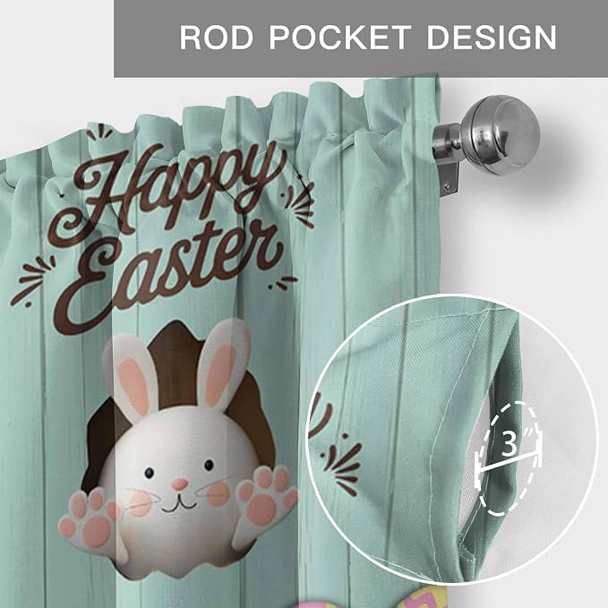 Green Easter Curtain Valances for Windows, Kitchen Valance Window Treatment