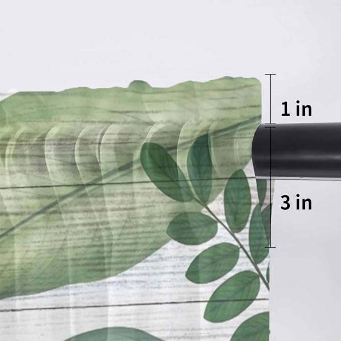Summer Palm Leaf Sheer Valance Curtains