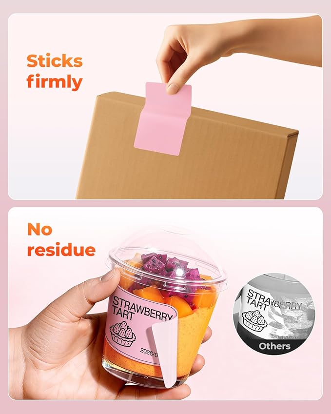 MUNBYN 4” X 2” Direct Thermal Labels, Thermal Printer Stickers, Strong Adhesive & Perforated Labels Paper for Barcode, Mailing, 500 Sheets/1 Roll, Pink