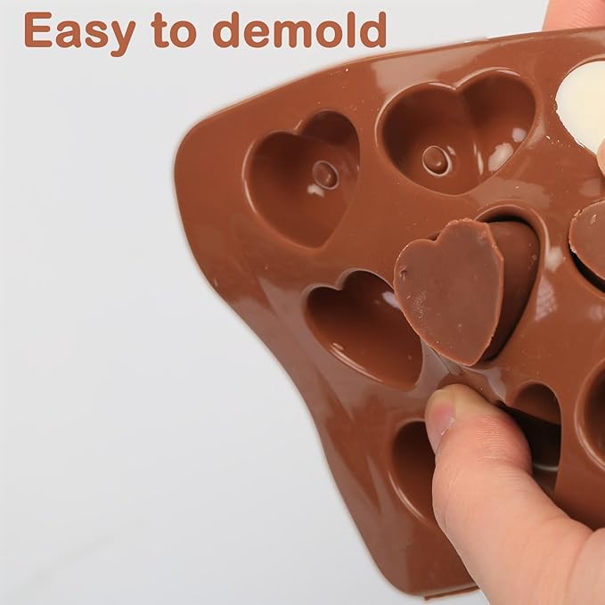 Dacthuw Heart Chocolate Molds Silicone, Small Gummy Molds Shaped Heart for Fondant/Fruit Snacks, Candy Molds Silicone for Valentine/Anniversary/Wedding, Wax Melt Molds 15 Cavities, 8 ml