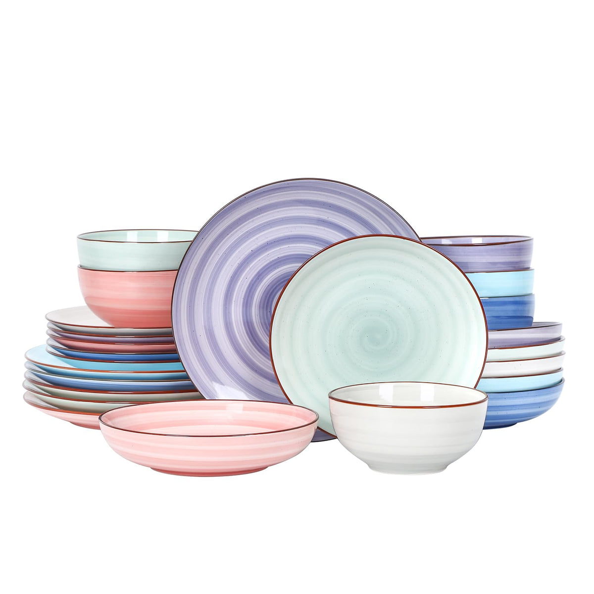 Selamica Ceramic Dinnerware Sets for 4, 16 Pieces Plates and Bowls Sets, Dishes set for 4-Chip and Scratch Resistant, Dishwasher&Microwave Safe, Assorted Colors