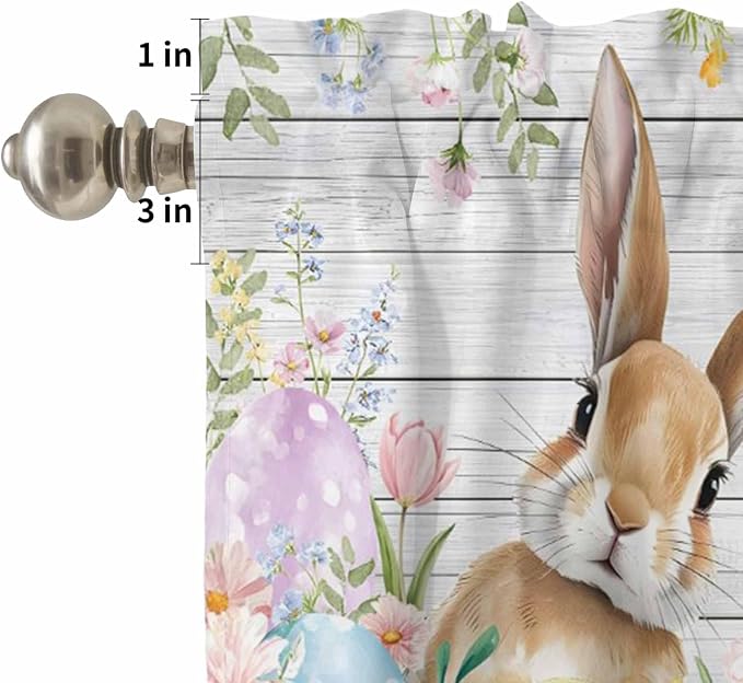 Kitchen Curtains Tiers and Valance Set of 3, Easter Light Filtering Window