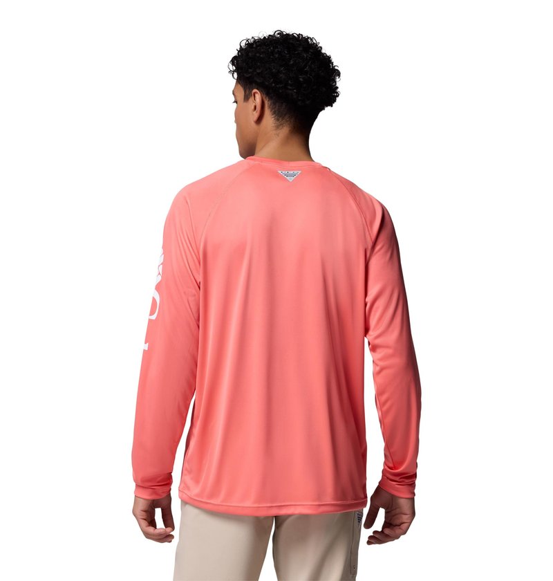 Columbia Men's PFG Terminal Tackle Long Sleeve Fishing Shirt, Melonade/White Logo, 3X