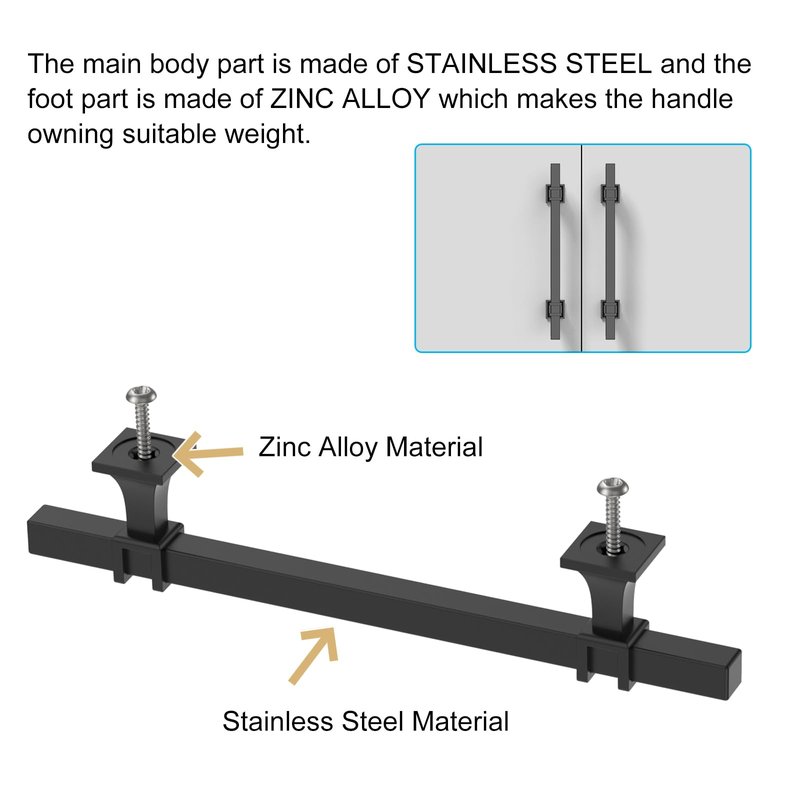 9BUILD 10 Pack 10Inch Matte Black Cabinet Pulls - Black Wardrobe & Kitchen T Bar Pulls