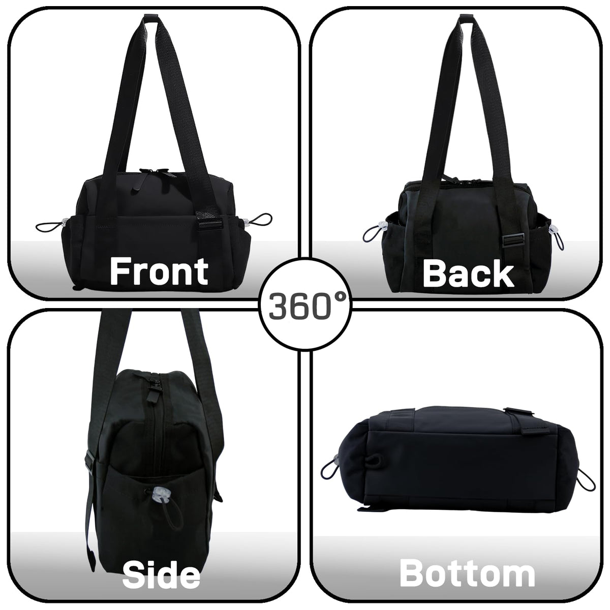 MELSYLODY Mini Gym Bag for Women Mini Duffle Bag with Wet Compartment Waterproof, small gym bag for women, Cute Gym Tote Bag (Black)