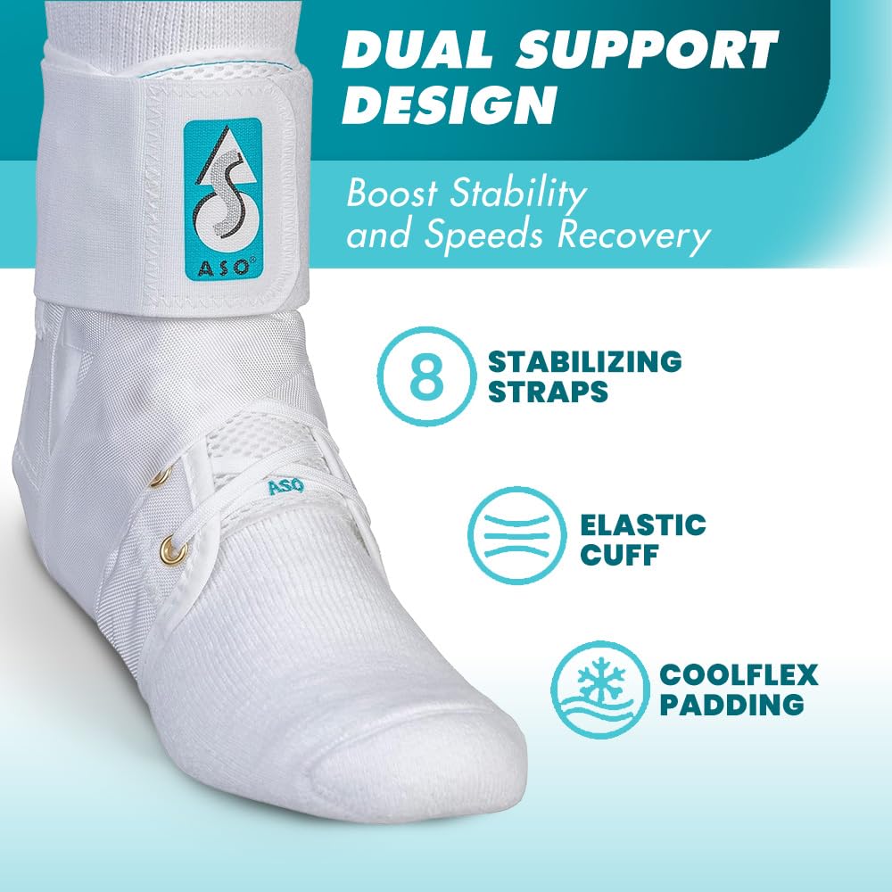 Med Spec ASO Ankle Stabilizer (Large, White) – Lace Up Ankle Brace for Ankle Sprain and Instability, Orthopedic Ankle Support for Men, Women, Adults, Teens and Kids, Sports Injury Recovery, 264005