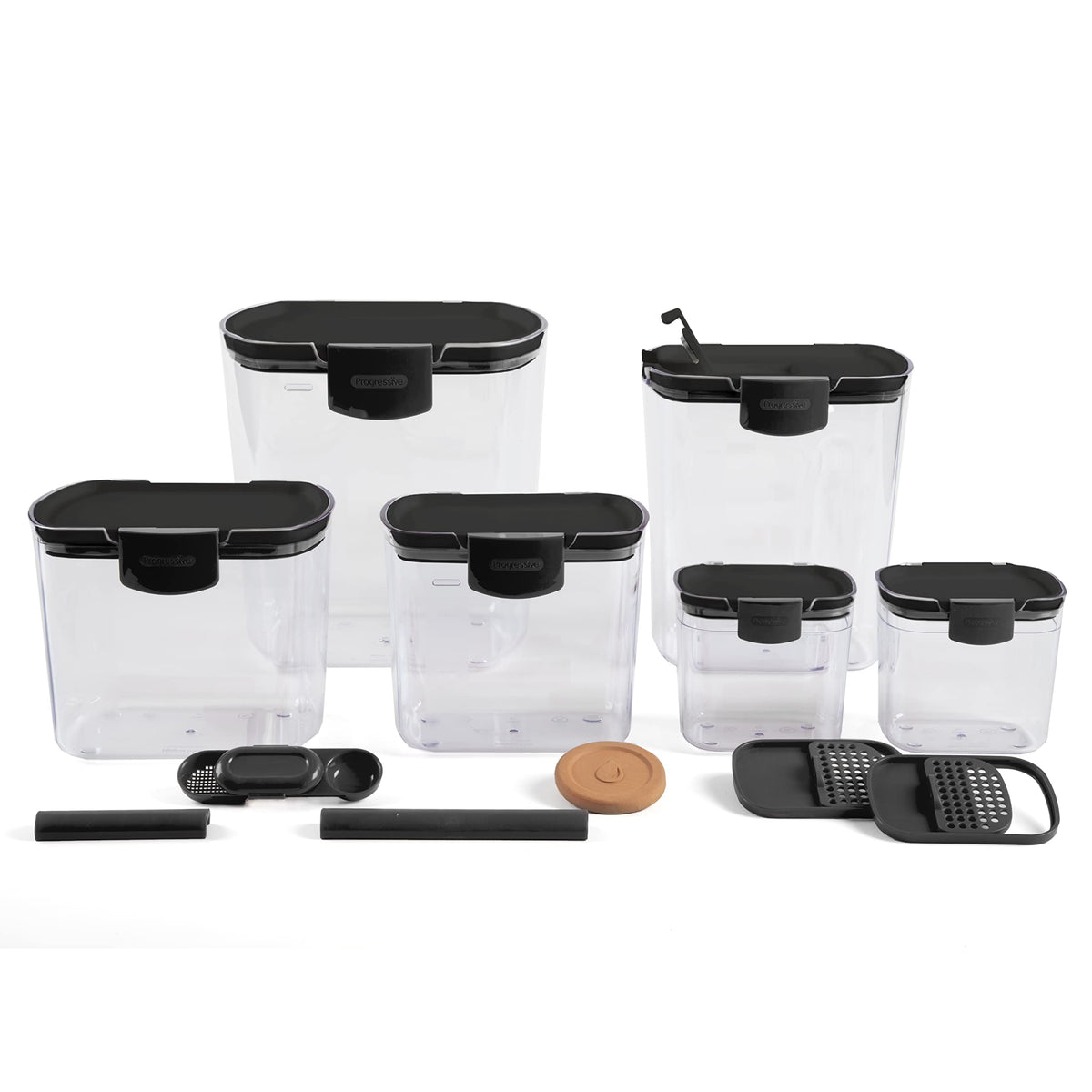 Progressive ProKeeper Baker's Airtight Kitchen Storage Canister Container Set for Flour, Sugar & More, Keeps Ingredients Fresh, with Accessories (Turquoise, 6- Piece)