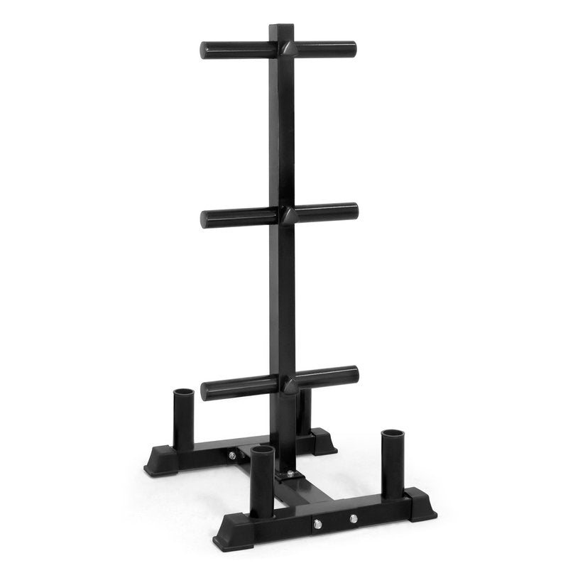 CAP Olympic Bumper Plate Tree Rack with 6 Weight Plate Posts & 4 Barbell Holders, Heavy-Duty Steel Plate Storage Rack for Home Gym, Black, 660 lb Capacity