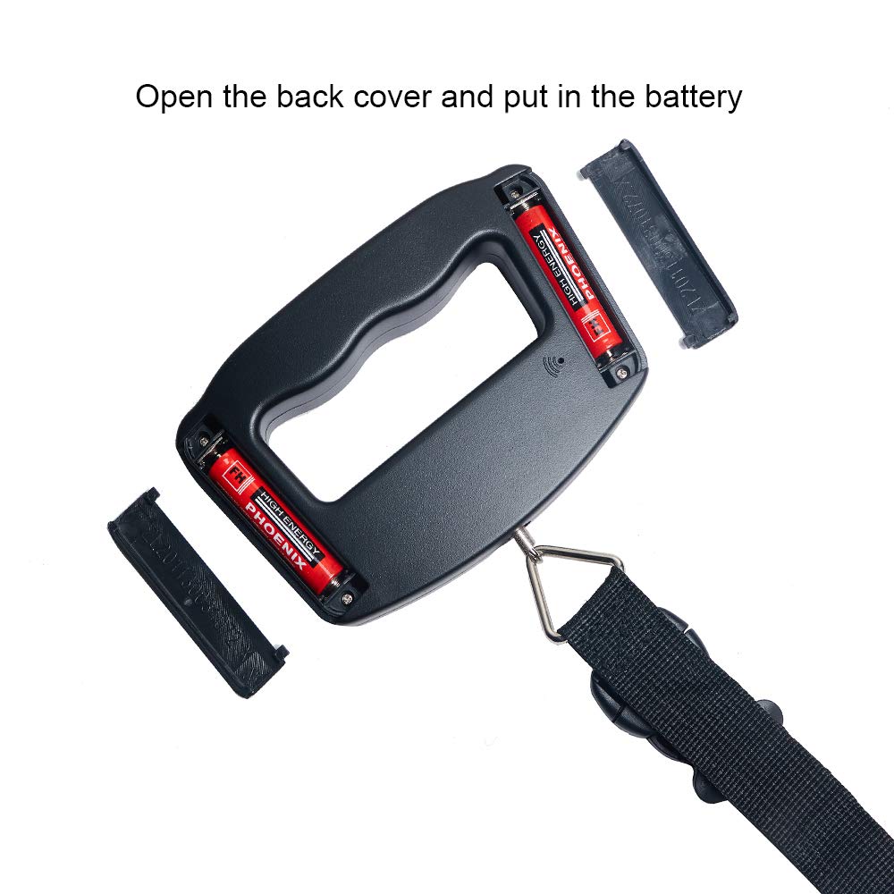YAGSUW Handheld Digital Luggage Scale with Grip for Travel Portable Electronic Weighing Suitcase and Bag 110Lb/50kg Black