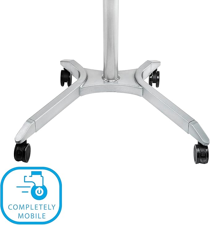 Seville Classics Airlift Height Adjustable Pneumatic Laptop Sit Stand Desk Mobile Rolling Cart, Computer Workstation for Home Office, Classroom, Espresso, 28" XL Desktop (New Model)