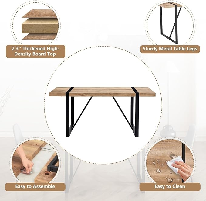 Dining Table Set for 8，Dining Room Table Set for 8，71'' Kitchen Table and Suede Nap Fabic Chairs Set of 8，8 Chair Dining Table Set for Kitchen Dining Room