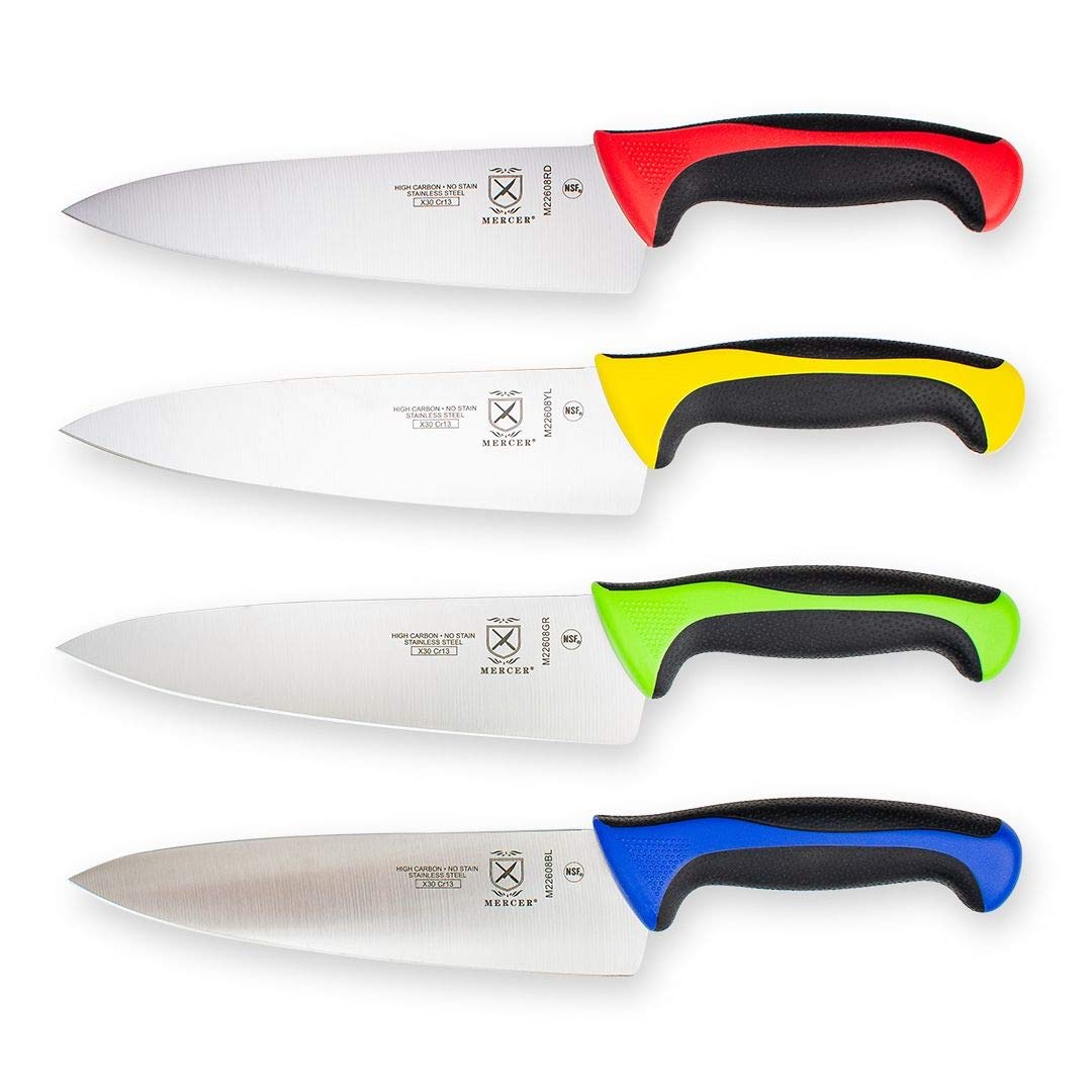 Mercer Culinary Millennia Colors 7-Inch Granton Edge Santoku Knife, Green