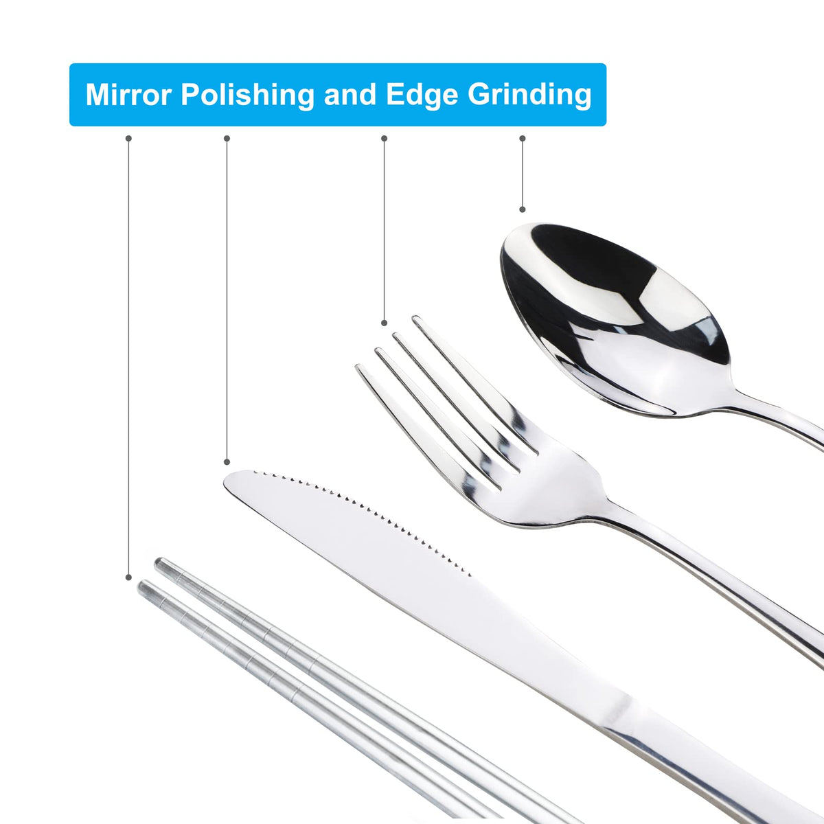 10PCS Portable Silverware Set with Case, Lengnoyp Travel Camping Utensils Set, Premium Stainless Steel Travel Cutlery Set, Reusable Safe Flatware Sets for Lunch Box/Workplace/Students, Silver