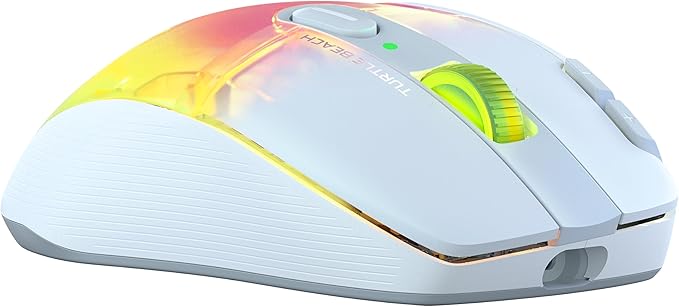 Turtle Beach Kone XP Air Wireless RGB Gaming Mouse, 19000 DPI Optical Sensor, 100-hour Rechargeable Battery & Charging Dock, 29 Programmable Inputs, Ergonomic Design, Bluetooth, 4D Wheel – White