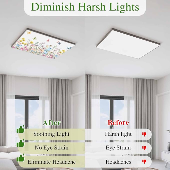 Fluorescent Light Covers for Ceiling Lights Spring Flowers Magnetic Light