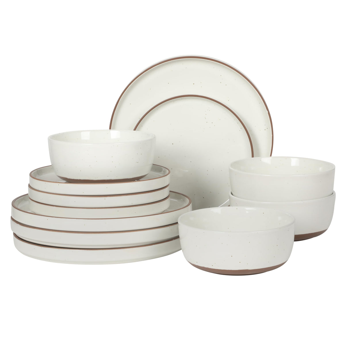Gibson Elite 12 Piece Matisse Moderna Stoneware Reactive Glaze Plates and Bowls Dishes Dinnerware Set - Cobalt Blue