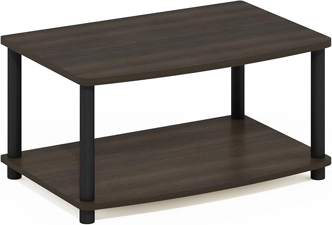 Furinno TURN-N-TUBE TV Riser Stand, 2-Tier Small Elevated No Tools TV Stand, TV Console for TV up to 32 inch, 15.8 x 23.8 x 11, for Living Room, Bedroom, Dark Brown