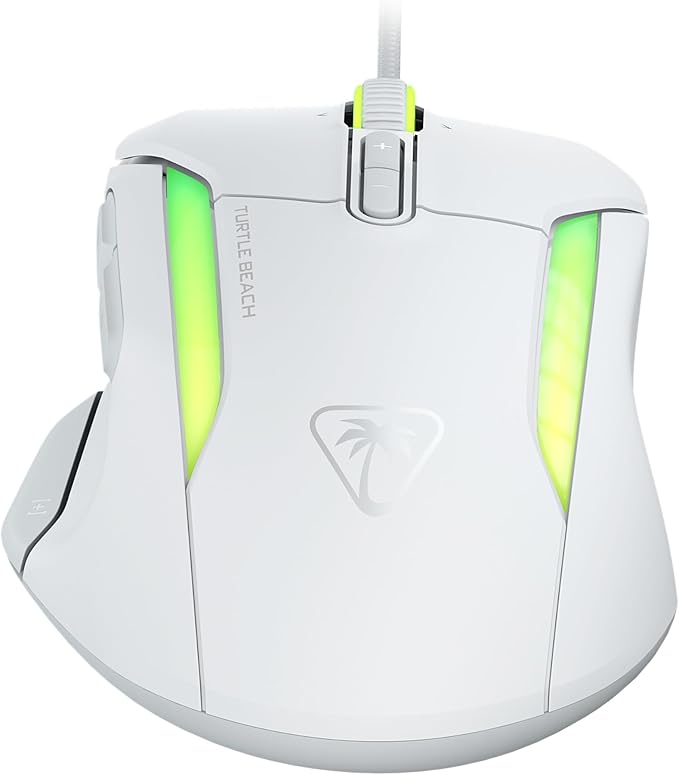 Turtle Beach Kone II Wired RGB Gaming Mouse, 26000 DPI Optical Sensor, 100M Click Life Optical Switches, 23 Customizable Inputs, Ergonomic Design, 4D Scroll Wheel, Pure PTFE Glides – Arctic White