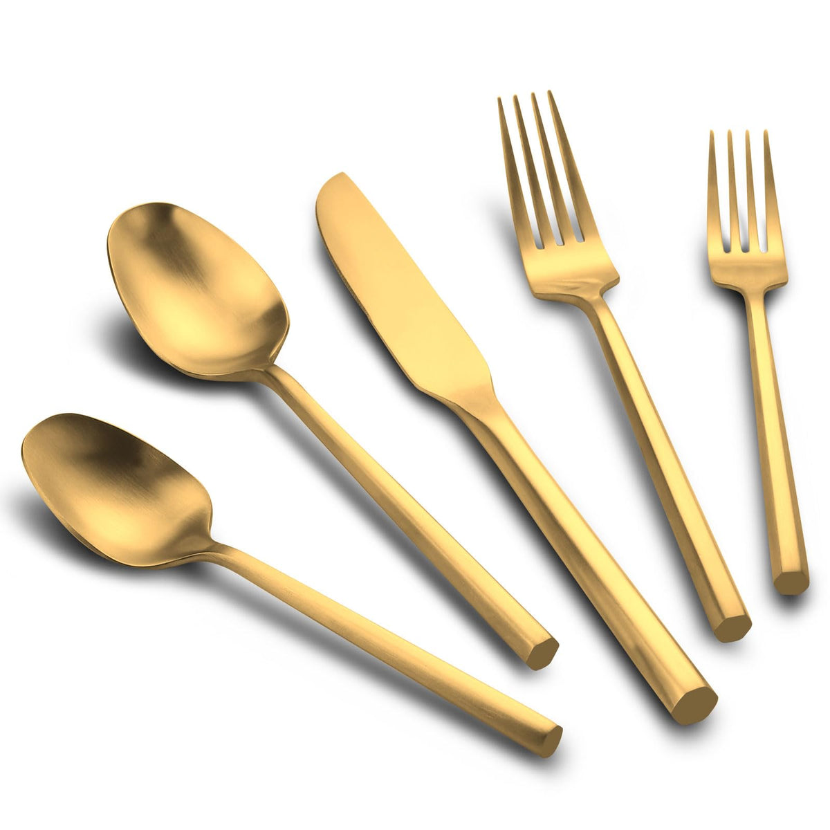 Kelenfer Gold Silverware Set with Hexagon Handle 30 Pieces Service for 6