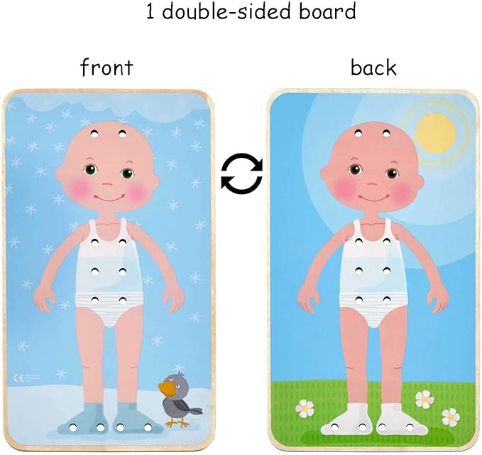 HABA Dress Me Lacing Cards Game - Montessori Fine Motor Skills Toy for Preschool Learning Activities and Kindergarten Toys with 36 Wooden Pieces