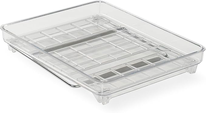 madesmart Stacking Shelf, Small, Clear, Vertical Storage with Airflow Holes, Organizer for Spices, Make-Up, Bottles & Jars, Clear