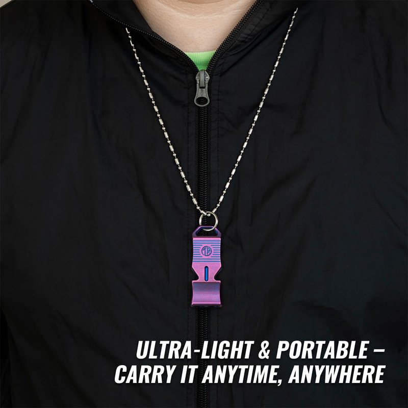 TACRAY Titanium Emergency Survival Whistle – Square Dual-Tube Design, Ultra-Loud 120+dB, Waterproof & Durable, EDC Safety Whistle for Camping, Hiking, Outdoor & Rescue (Purple)