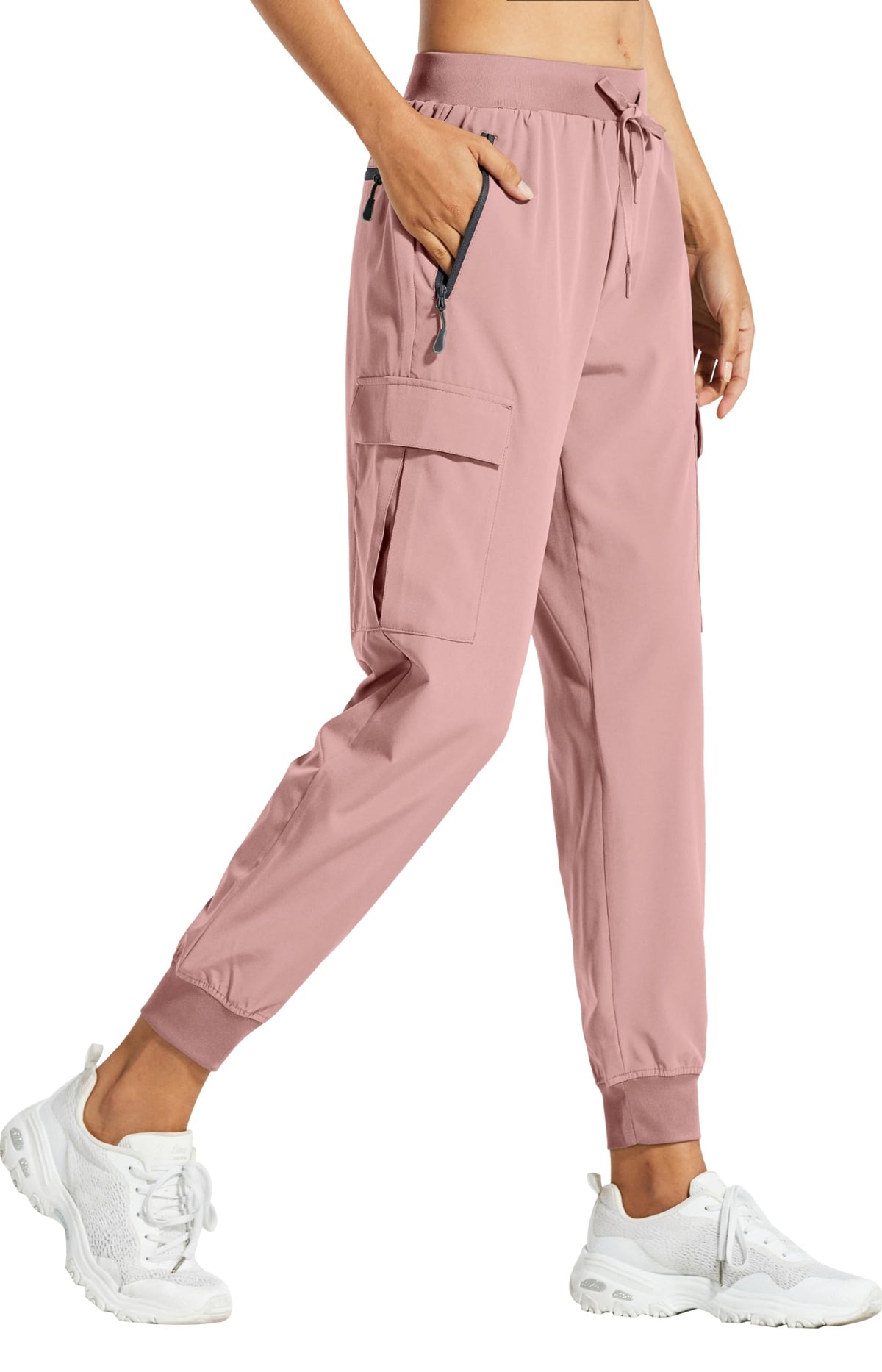 Libin Women's Cargo Joggers Lightweight Quick Dry Hiking Pants Athletic Lounge Casual Travel, Light Pink XS