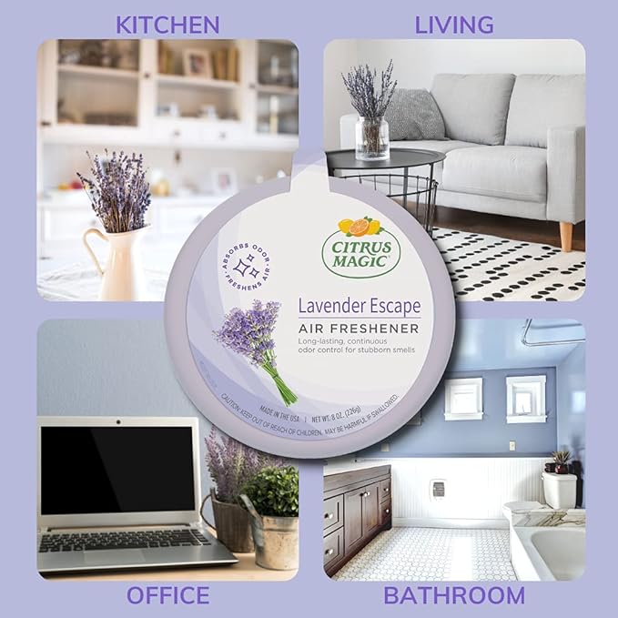 Citrus Magic Odor Absorbing Solid Air Freshener, Lavender Escape, 8 Ounce (Pack of 3)