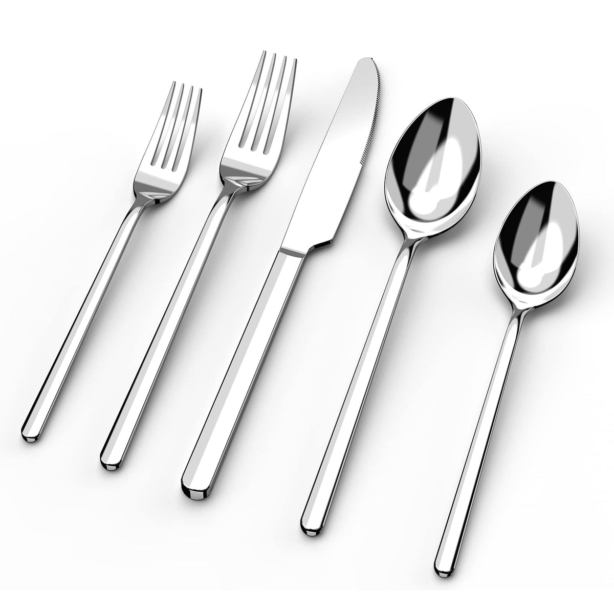 KINGSTONE Silverware Set for 12, 60 Piece 18/10 Stainless Steel Flatware Utensils Cutlery Set, Mirror Polished, Dishwasher Safe, Knife Fork Spoon for Home Restaurant Wedding Housewarming