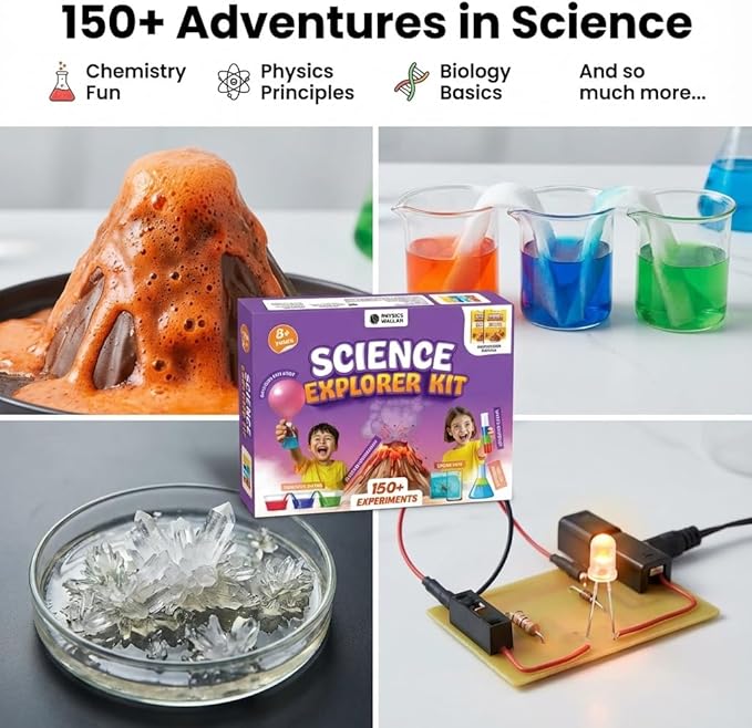 PW Science Kit for Explorer Kids with Instructions Manual 150+ Fun & Educational Science Experiments Kit DIY Kit for Kids Ages 8+ STEM Learning Toy & Kit Multicolor