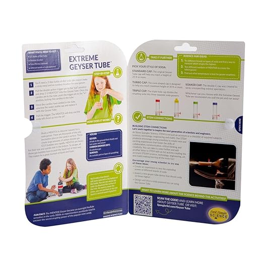 Steve Spangler Science Extreme Geyser Tube - Science Kit for Kids - Mentos & Soda Lab Experiment - Includes Tube, Candy, & Unique Spray Caps - Chemistry Magic - Classroom STEM Project