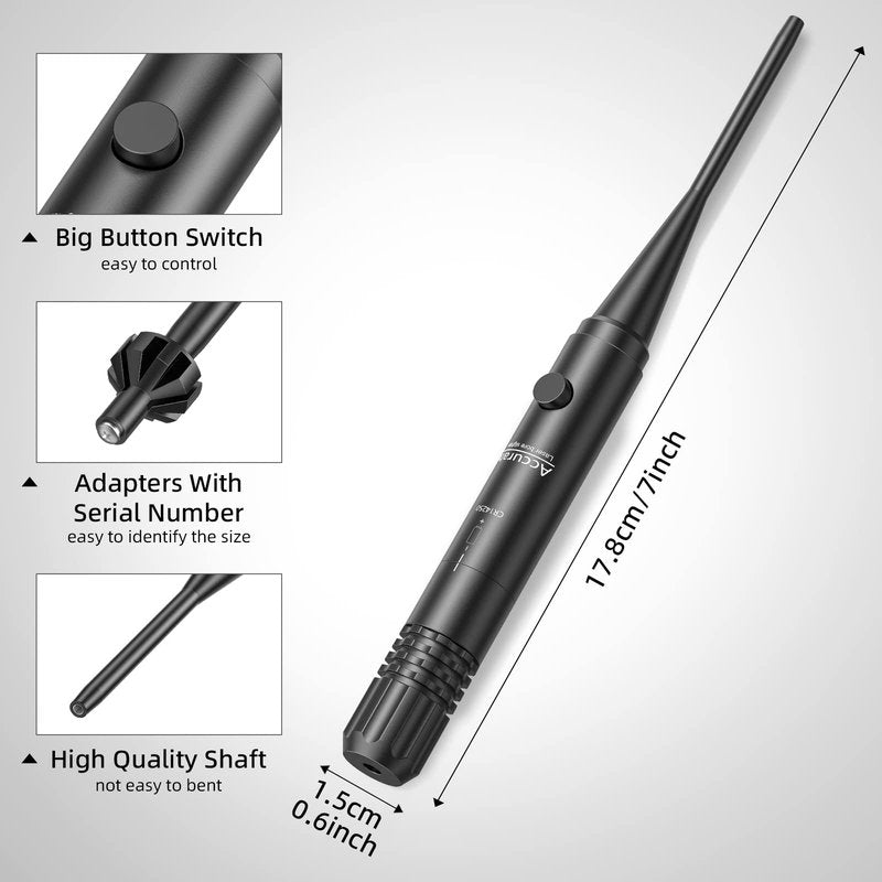 EZshoot Laser Bore Sight Kit Green Laser fit 0.17 to 12GA Caliber, Bright Laser Boresighter with Big Press Switch Hunting Boresight