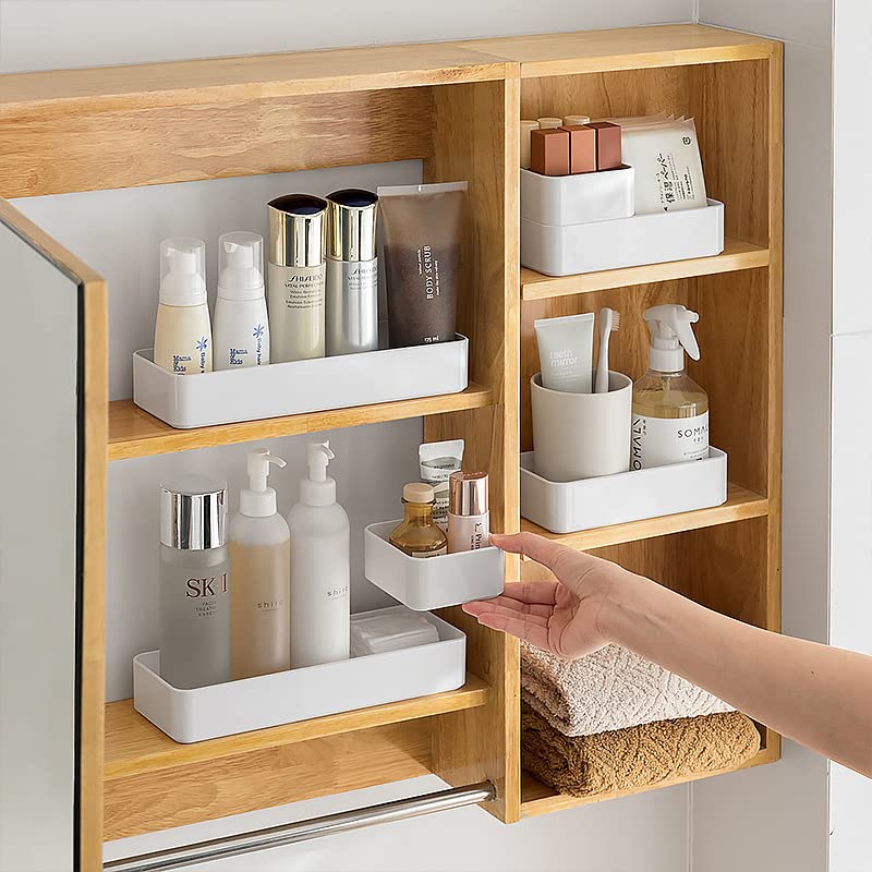 RAUVOLFIA Plastic Drawer Organizers Set, 3-Size Versatile Bathroom and Vanity Drawer Organizer Trays, Storage Bins for Makeup, Bedroom, Kitchen Gadgets Utensils and Office - size: S+M+L