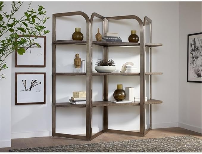 Hooker Furniture Modern Mood Metal Framed Etagere w/Brown Finished Shelves
