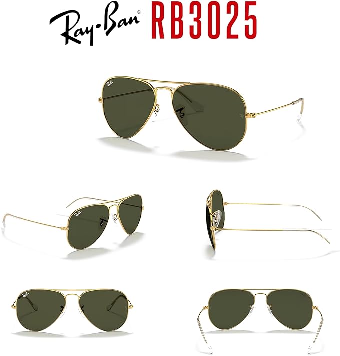 Ray-Ban RB3025 Metal Aviator Sunglasses For Men For Women +BUNDLE with ACCESSORY EYEWEAR KIT