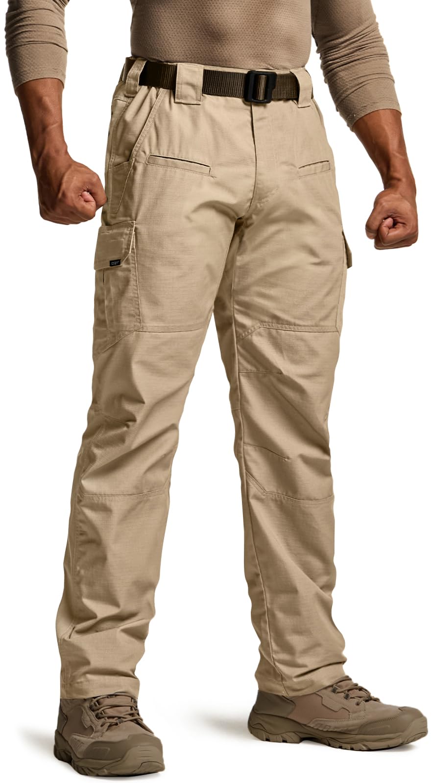 CQR Men's Tactical Pants, Water Resistant Ripstop Cargo Pants, Lightweight EDC Work Hiking Pants, Outdoor Apparel, Raider Khaki, 32W x 32L