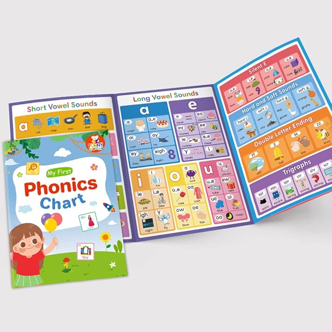 Lachilly My First Phonics Chart Learning Poster Vowel Consonant Pronunciation Educational Toys Vocabulary Building Flashcards Worksheet Teacher Teaching Aids for Pre-Kindergarten