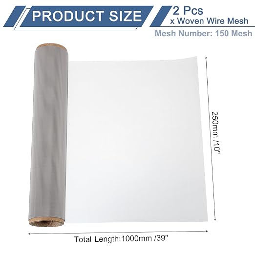 uxcell 2Pcs 150 Mesh 39" x 10" Woven Wire Mesh, 316 Stainless Steel Air Vent