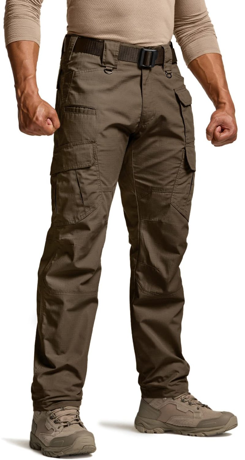 CQR Men's Tactical Pants, Water Resistant Ripstop Cargo Pants, Lightweight EDC Work Hiking Pants, Outdoor Apparel, Duratex Mag Pocket Tundra, 32W x 32L