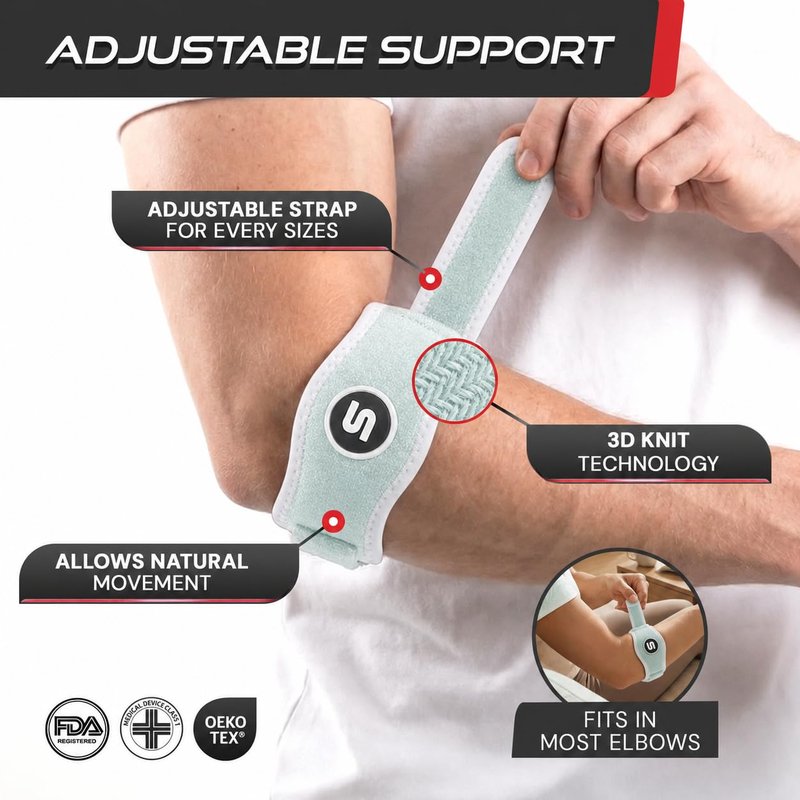 Sleeve Stars Tennis Elbow Brace for Men & Women, Elbow Brace for Tendonitis, Tennis Elbow Strap, Golfers Elbow Brace, Elbow Support Wrap for Tennis Elbow Relief, Fits 9"-23" (Pair/Mint Green)