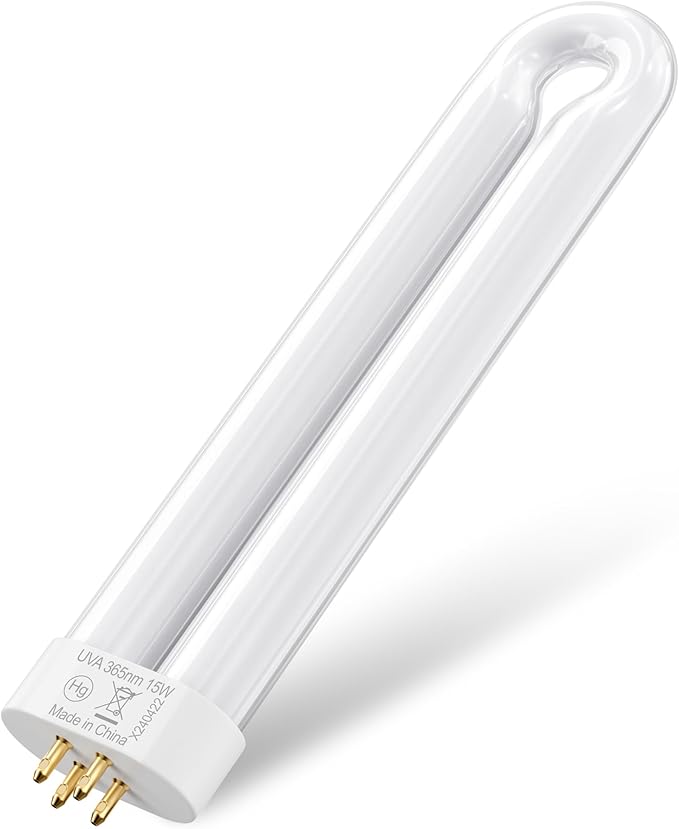 Klahaite Replacement Light Bulb Bug Zapper 15W Bug Light Bulbs for K15, X3,T6, T8, T9 Bug Zapper Outdoor 4-Pin Base U Shaped Twin Tube Bulb for Outdoor Mosquito Zapper