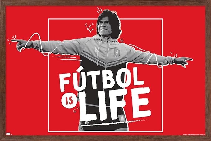 Ted Lasso - Futbol is Life Wall Poster, 22.4L" x 14.7W", Mahogany Framed Version